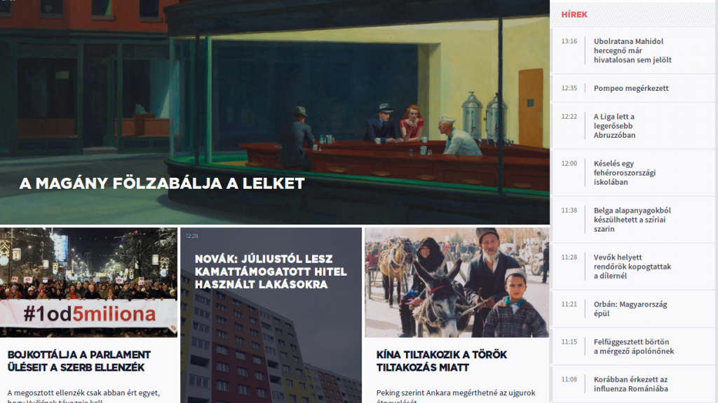 A vs.hu nyitóoldala az utolsó napján