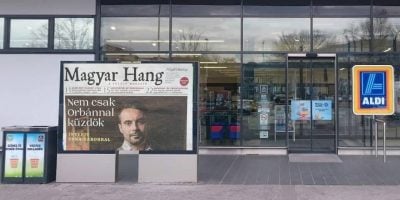 Magyar Hang az Aldi előtt. Fotómontázs: Ladányi András / Media1
