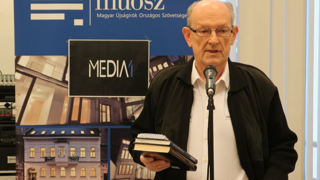 Novotny Zoltán sportriporter, a Protestáns Újságírók Országos Szövetségének (PRÚSZ) leköszönő elnöke. Fotó: Ladányi András / Media1