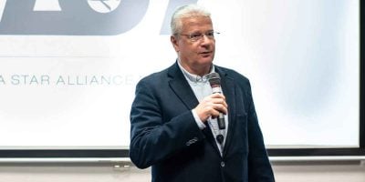 Hardy Mihály, a Budapest Airport távozó vezetője egy korábbi sajtóeseményen. Fotó: Bud.hu