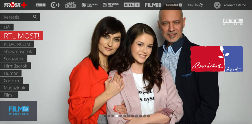 Az RTL Most+ felülete