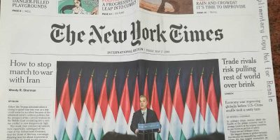 A The New York Times 2019. május 17-i címlapja, Orbán Viktorral a címlapon