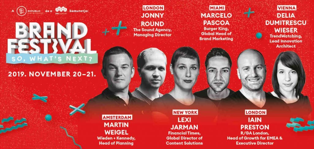 A BrandFestival 2019 plakátja a nemzetközi előadók neveivel