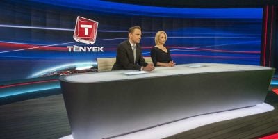 Marsi Anikó és Gönczi Gábor a TV2 Tények Stúdiójában
