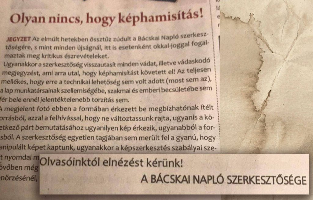 A Bácskai Napló bocsánatot kér