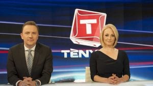 Gönczi Gábor és Marsi Anikó, a TV2 Tények stúdiójában