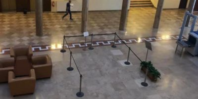 A Képviselői Irodaházban az újságírók számára kijelölt terület