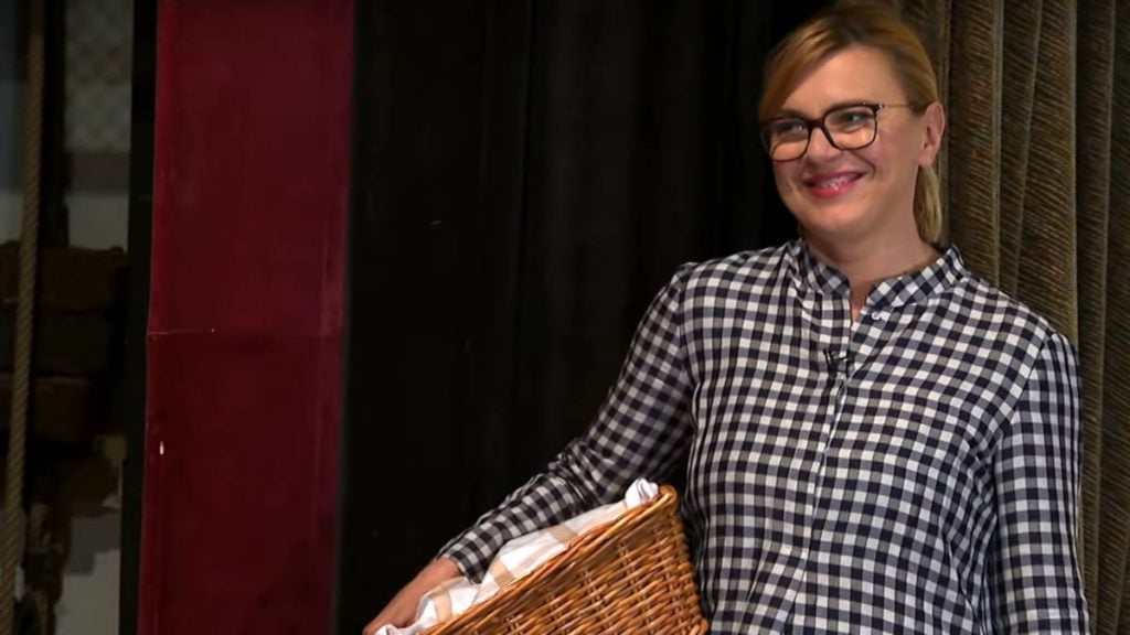 Borbás Marcsi, a köztévé műsorvezetője a Gasztroangyal című műsorban 2019. májusában