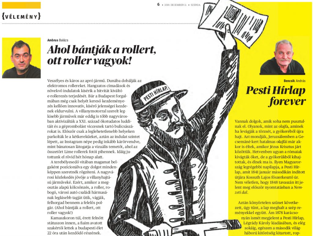 Bencsik András is köszönti a Pesti Hírlap olvasóit