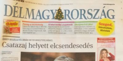 A Délmagyarország című megyei napilap 2019. december 24-i lapszámának fejléce