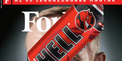 A Forbes magazin legutóbbi lapszámát a Hell Energy üdítőmárka fotójával takartuk le (Media1-montázs)