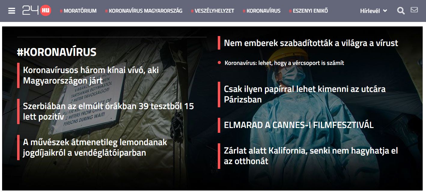 A 24.hu koronavírus hírdoboza