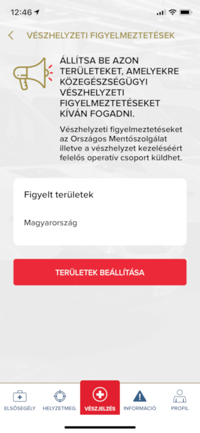 Az ÉletMentő applikáció push funkciója beállítás közben