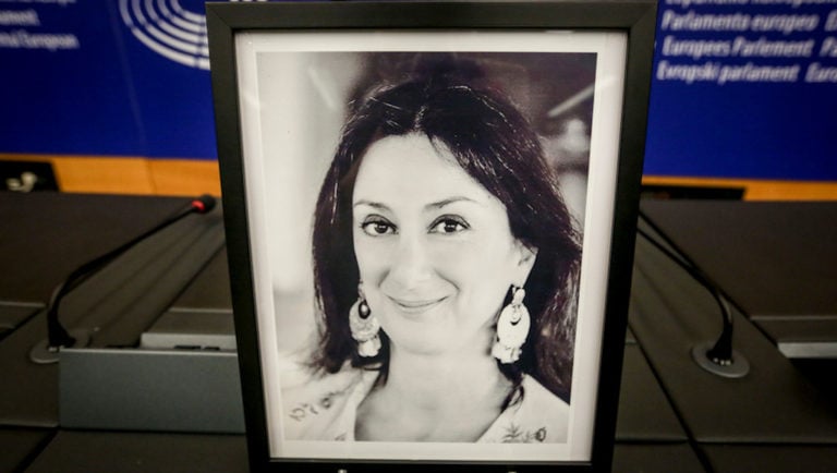 Ceremony for the naming of the press room Daphne CARUANA GALIZIA - A meggyilkolt máltai újságíróról elnevezett sajtóterem ceremóniája.