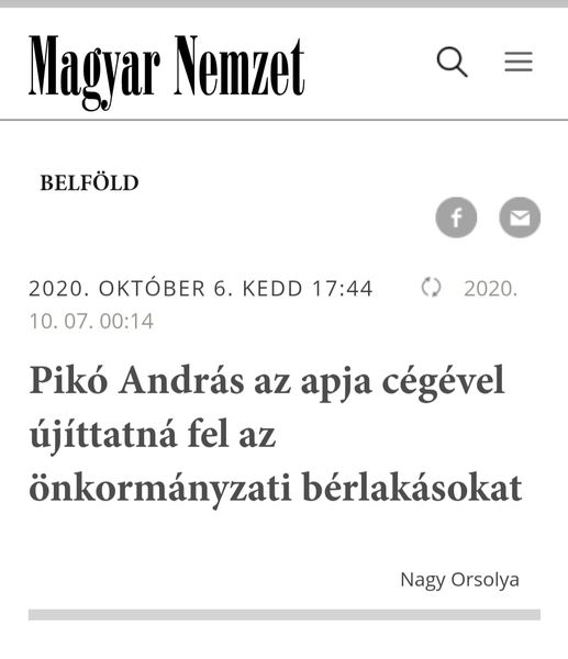 A Magyar Nemzet álhírének címe arról, hogy Pikó András az apjával újíttatná fel a lakásokat