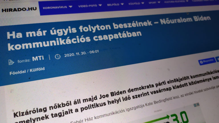 A hirado.hu szexista címadással számolt be Joe Biden amerikai elnök csapatáról
