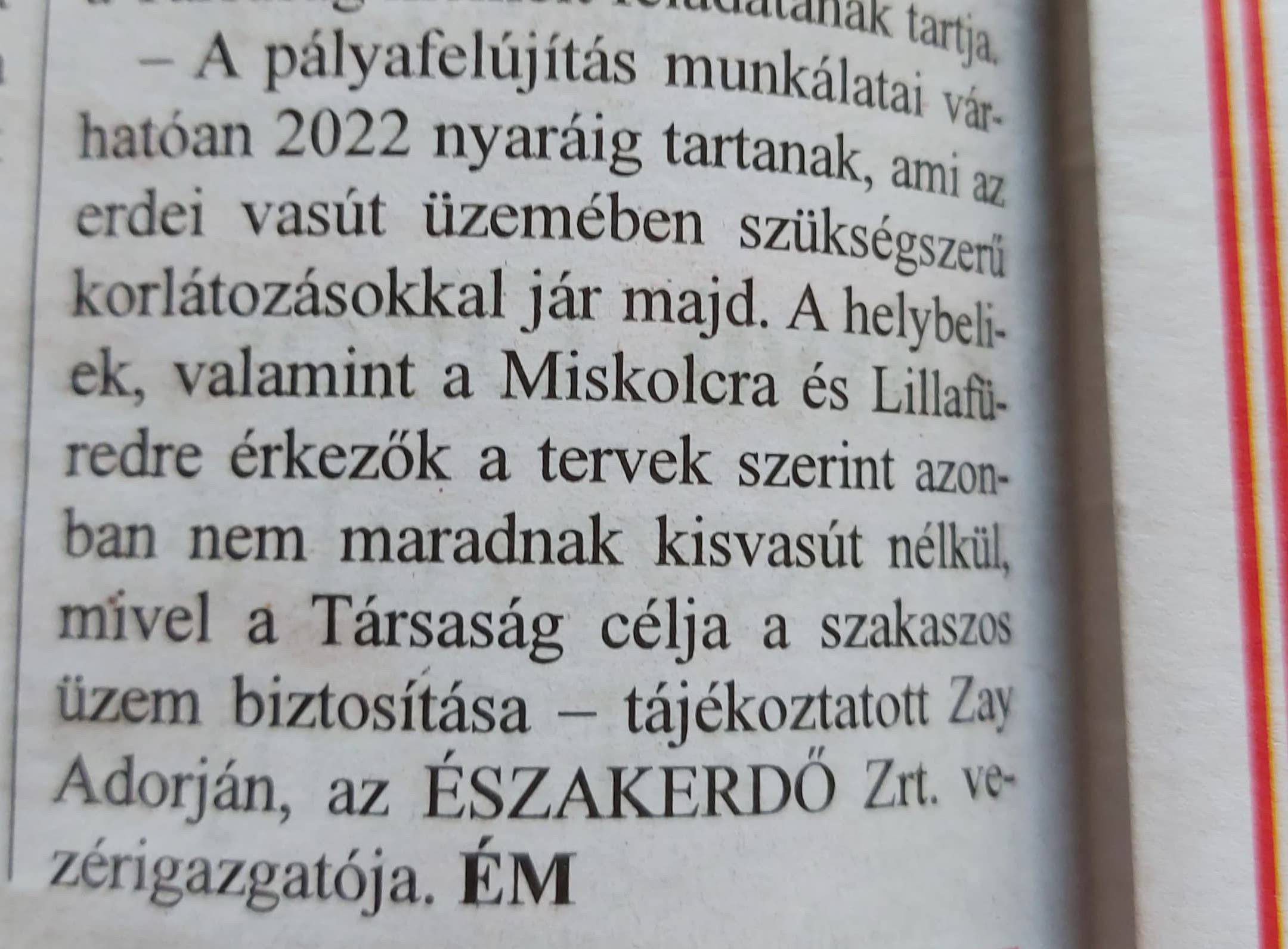 Észak-Magyarország (ÉM) aláírás a City7 miskolci kiadványában. Forrás: Media1 olvasói fotó