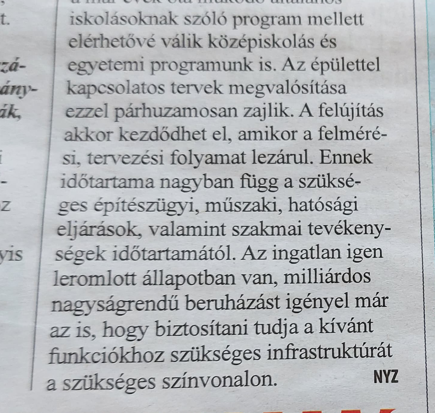 NYZ aláírás a City7 miskolci kiadványában. Forrás: Media1 olvasói fotó