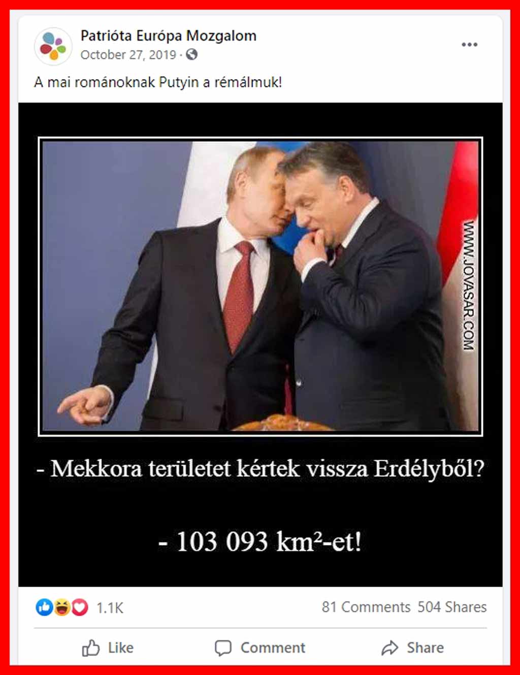 Patrióta Európa Mozgalom posztja