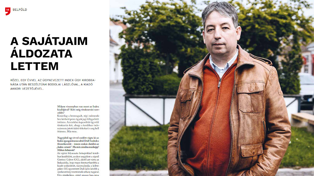 Interjú a 168 Órában Bodolai Lászlóval, az Index.hu Zrt. volt elnökével