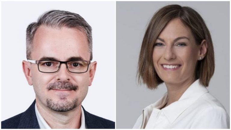 Kis Ervin Egon e-kereskedelmi szakértő, a Digitméter ötletgazdája és Donáth Fruzsina, a Digiméter kutatás felelőse