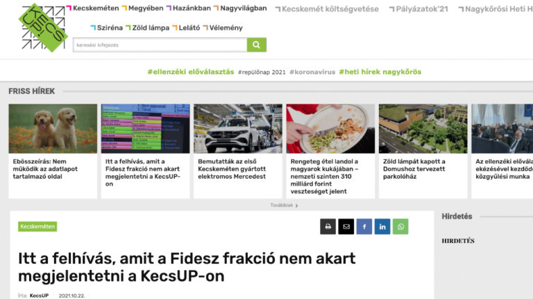 A KecsUp cikke arról, hogy nem tehetik közzé az ebösszeírás felhívását.