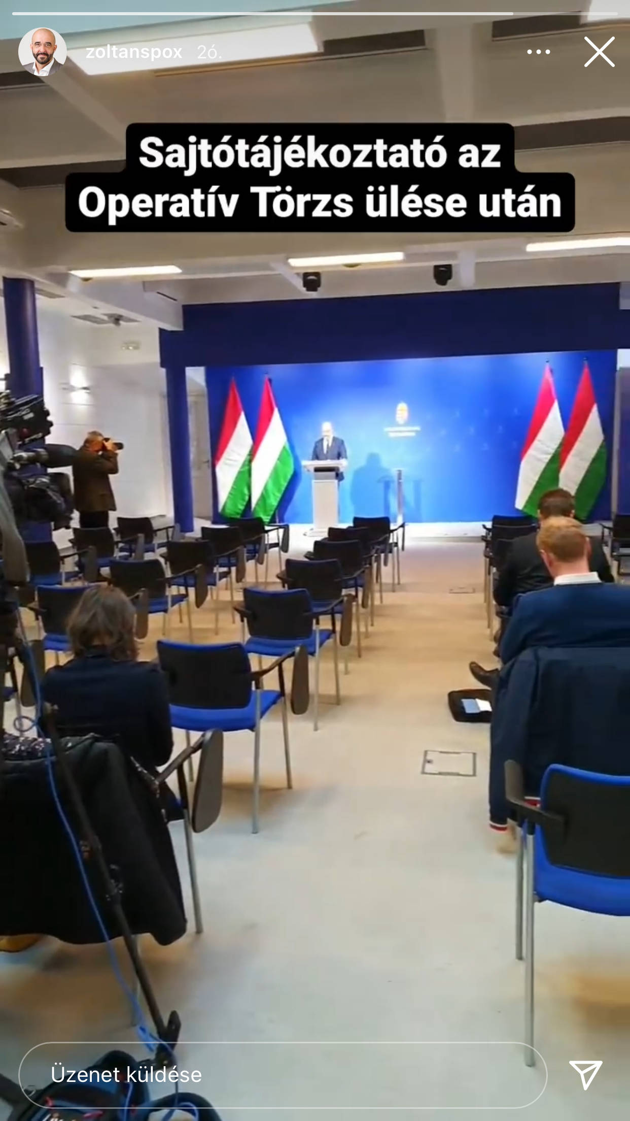Kovács Zoltán nemzetközi kommunikációért felelős államtitkár Instagram Sztorija 2021.10.19-én.