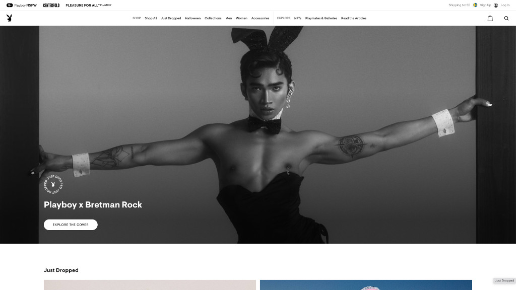 A Playboy.com címlapja, rajta Bretman Rock.