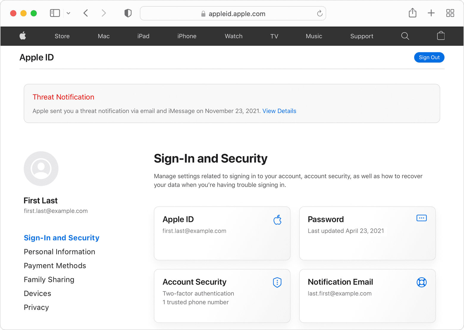 Az Apple értesítése államilag támogatott támadások esetén.