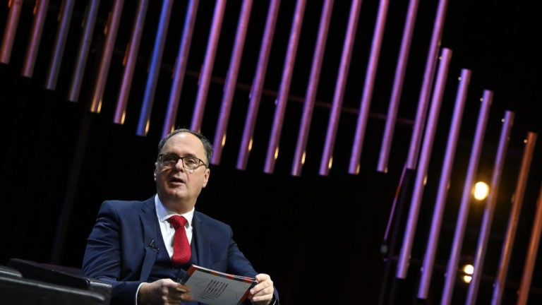 Káel Csaba, a Müpa vezérigazgatója sajtótájékoztatót tart a 2. Bartók Tavasz Nemzetközi Művészeti Hetek programjáról a Művészetek Palotája Fesztivál Színházában 2021. december 1-jén.