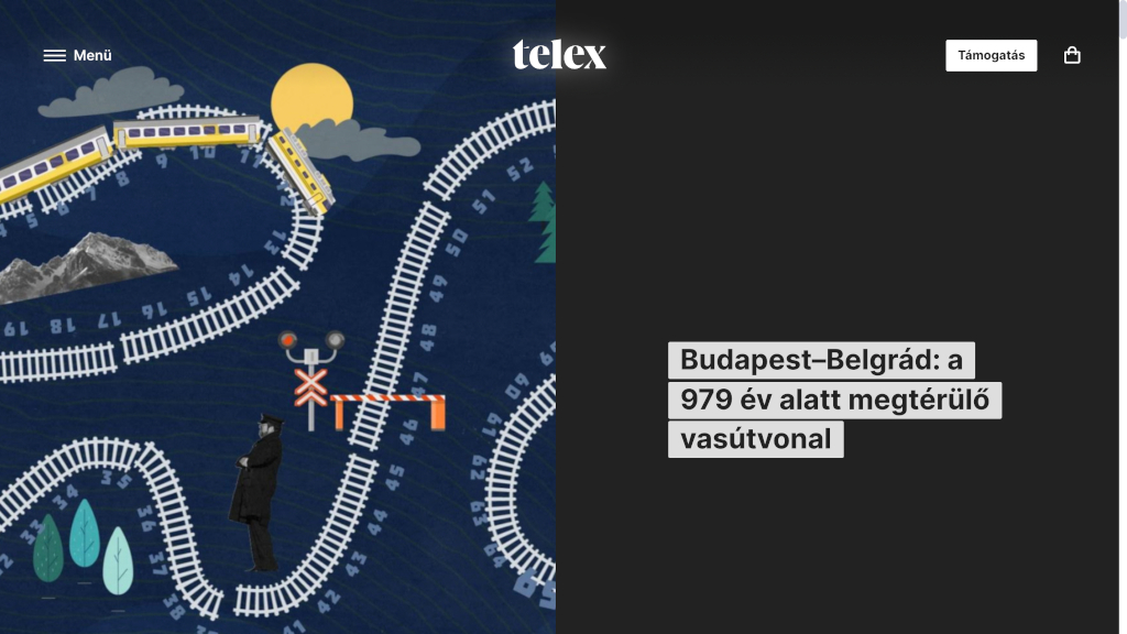 A Budapest-Belgrád vasútvonalról szóló, Telexen megjelent cikk.