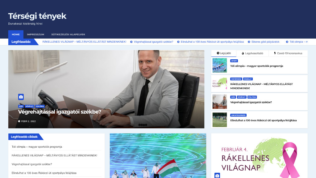 A Térségi Tények címlapja.