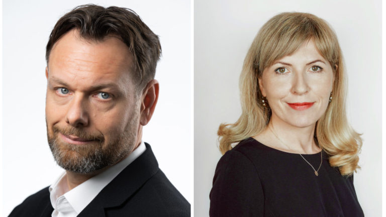 Harsányi Gábor, a SkyShowtime közép-kelet-európai regionális vezetője és Katarzyna Samojluk, a Paramount közép-kelet- európai vezérigazgatója.