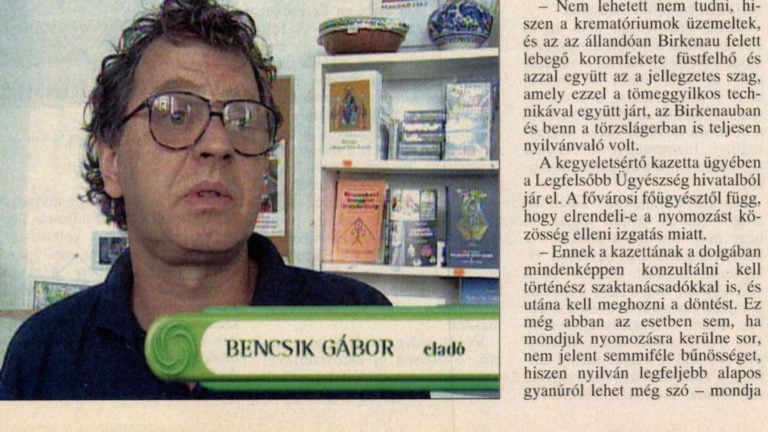 Bencsik Gábor, a '90-es években mint a Holokauszt-tagadó kazetták eladója a TV2 Napló című műsorában