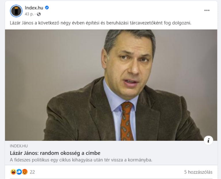 Lázár János: Random okosség a címben az Indexen