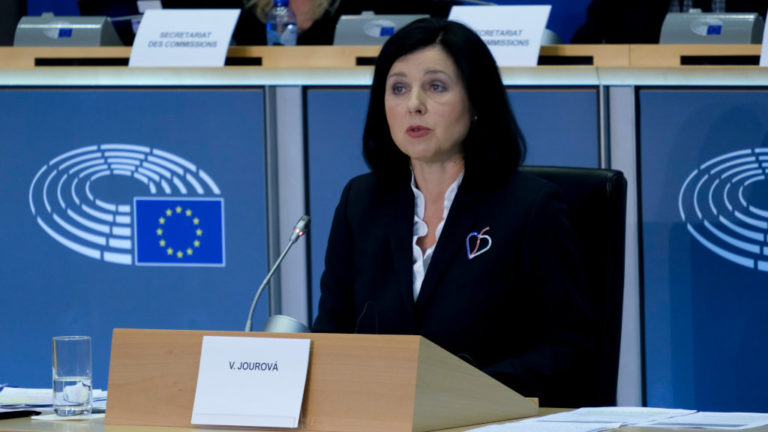 Vera Jourová, az Európai Bizottság értékekért és átláthatóságért felelős alelnöke.