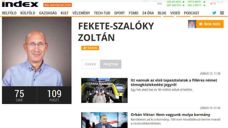 Fekete-Szalóky Zoltán, az Index főszerkesztője