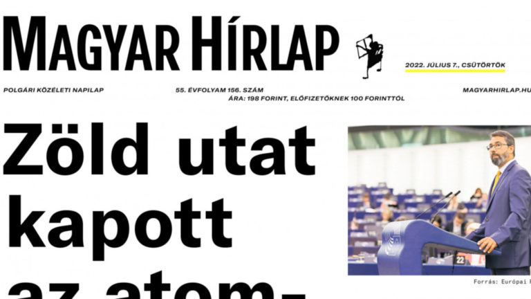 A Magyar Hírlap 2022. július 7-én megjelent lapszáma.