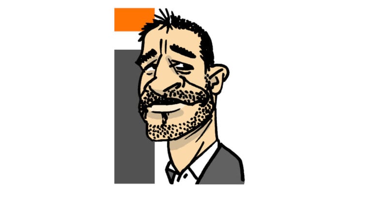 Varga Endrére, az Index lapigazgatójára, a Totalcar ügyvezetőjére, a Magyarországi Tartalomszolgáltatók Egyesülete (MTE) elnökére emlékeztető arc Pápai Gábor karikatúráján