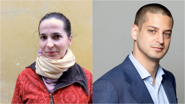 Bakó Beáta, a megszűnő Azonnali szülési szabadságon lévő társfőszerkesztője és Ungár Péter LMP-s politikus, az Azonnali Média Kft. társtulajdonosa