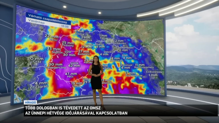 Az M1 Híradó az Országos Meteorológiai Szolgálatot lejárató riportjának egy pillanata.