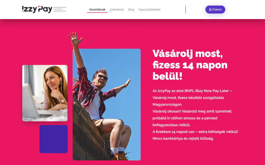 Az IzzyPay honlapja.