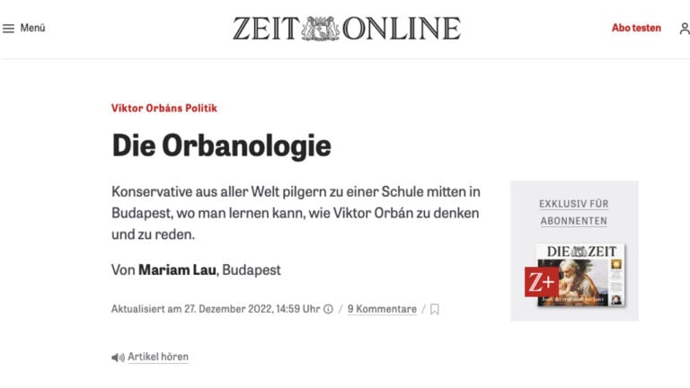 A Die Zeit egyik, a magyar médiaviszonyokról szóló cikke.