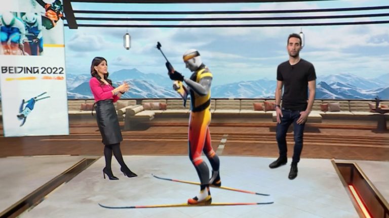 Reshmin Chowdhury és Martin Fourcade az ún. WBD Cube-ban.