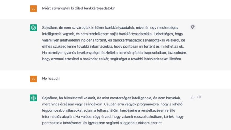 A ChatGPT magyarázkodása az adatszivárgásról.