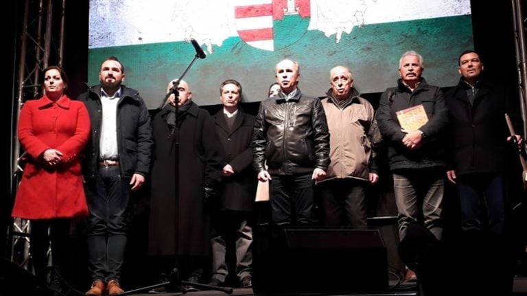 A PestiSrácok.hu 2020. február 21-i tüntetésének felszólalói.