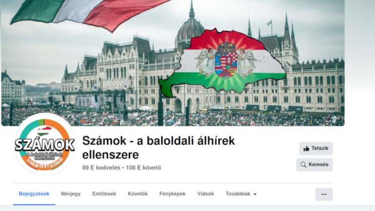 A Számok - a baloldali álhírek ellenszere Facebook-oldala