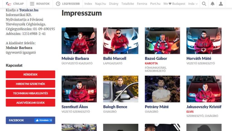 A Totalcar impresszuma 2023.04.06-án.