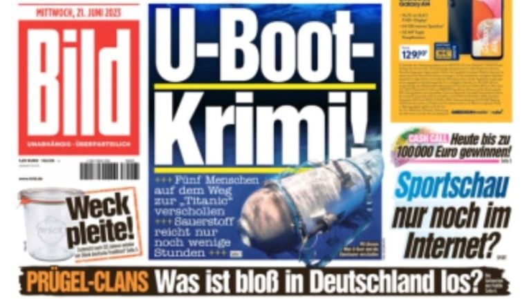 A Bild címlapja 2023. június 21-én (Képernyőfotó)