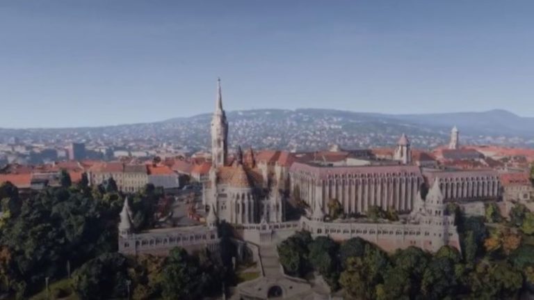 A Máytás Templom és a Halászbástya látképe a Google Térkép egyik videójából
